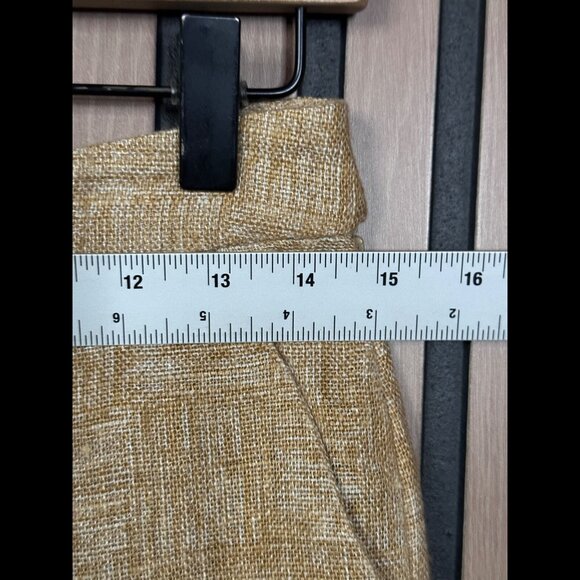 Armani Skirt 8 / M Beige Tweed 100% Linen Pencil High Slit Midi Made in Italy - Picture 3 of 8